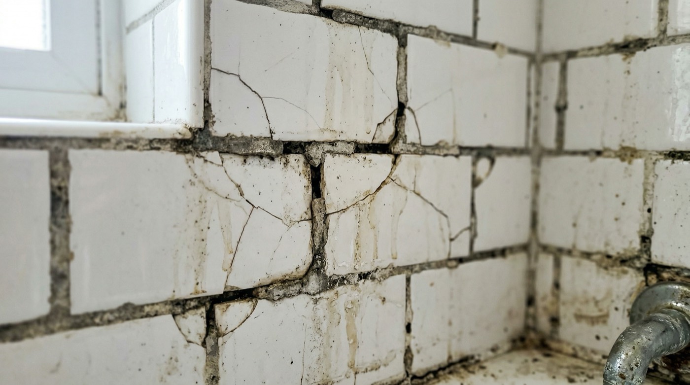 Damaged bathroom tile wall submitted for a quote